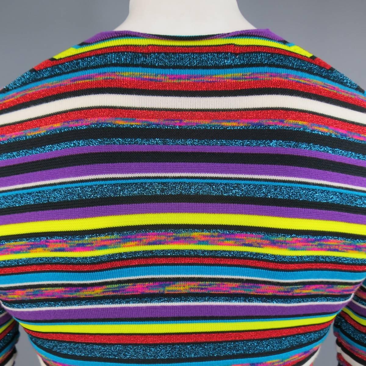 COMME des GARCONS SHIRT Size S Multi-Color Lurex Striped V Neck Pullover Sweater 3