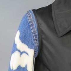 DRIES VAN NOTEN Spring 2011 40 Black Nylon Bleached Denim Sleeve Trench Jacket