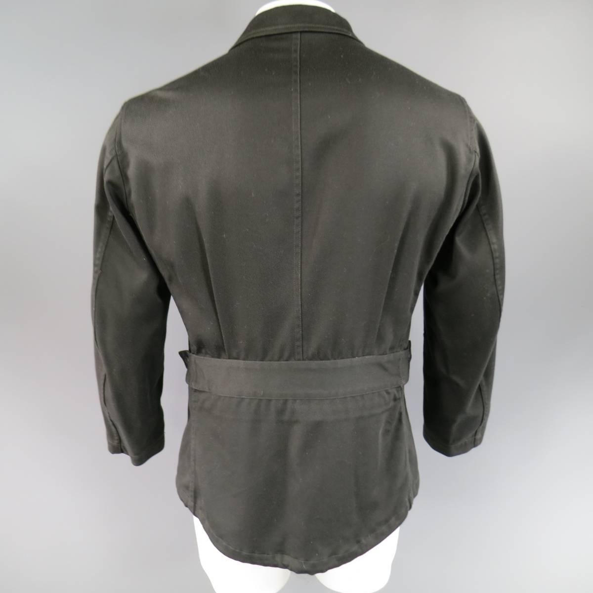 Issey Miyake Men's Jacket 38 Charcoal Cotton Jacket Zip Off Windbreaker Layer In Excellent Condition In San Francisco, CA
