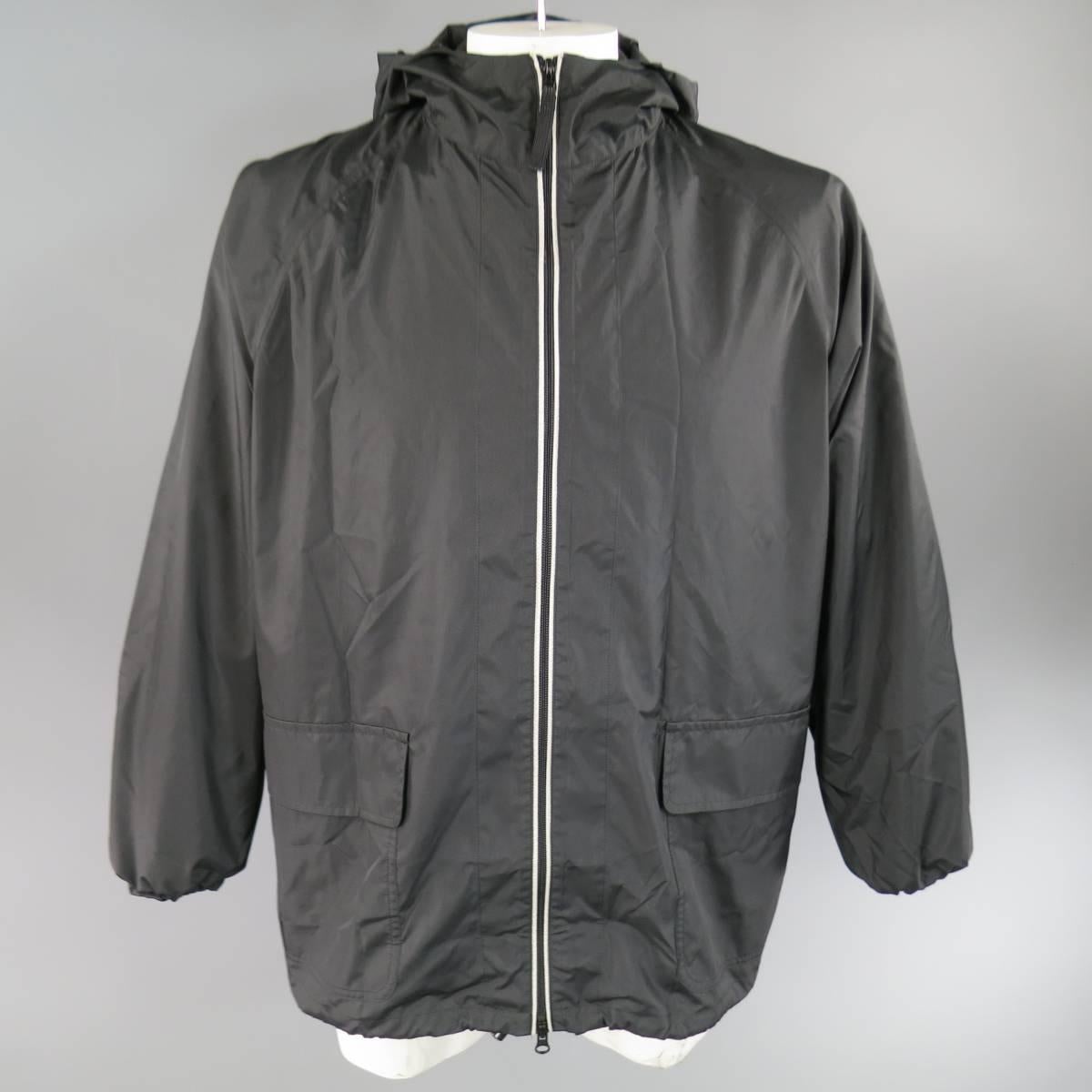 Issey Miyake Men's Jacket 38 Charcoal Cotton Jacket Zip Off Windbreaker Layer 1
