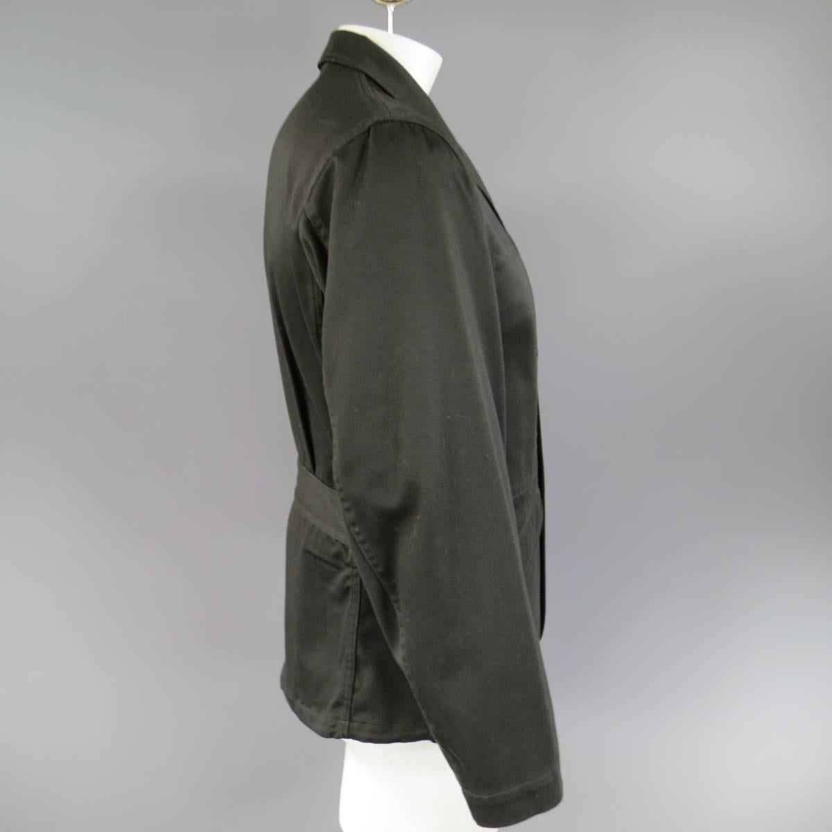 Gray Issey Miyake Men's Jacket 38 Charcoal Cotton Jacket Zip Off Windbreaker Layer