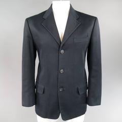 ISSEY MIYAKE 40 Black Cotton Notch Lapel Drawstring Windbreaker Layer Jacket