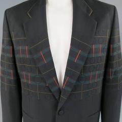 MATSUDA Jacket 40 Black Wool Geometric Circles & Stripes Oversized Sport Coat