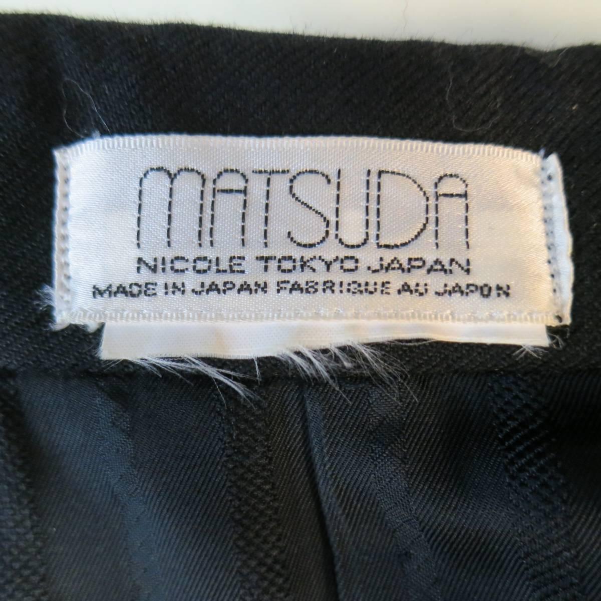 MATSUDA Jacket 40 Black Wool Geometric Circles & Stripes Oversized Sport Coat 4