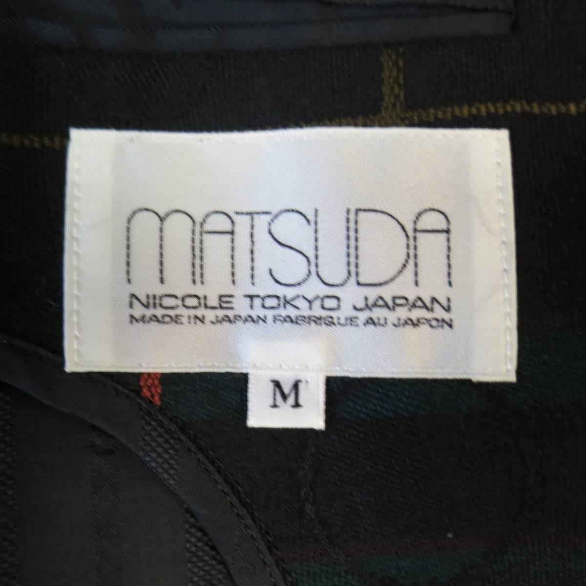 MATSUDA Jacket 40 Black Wool Geometric Circles & Stripes Oversized Sport Coat 5