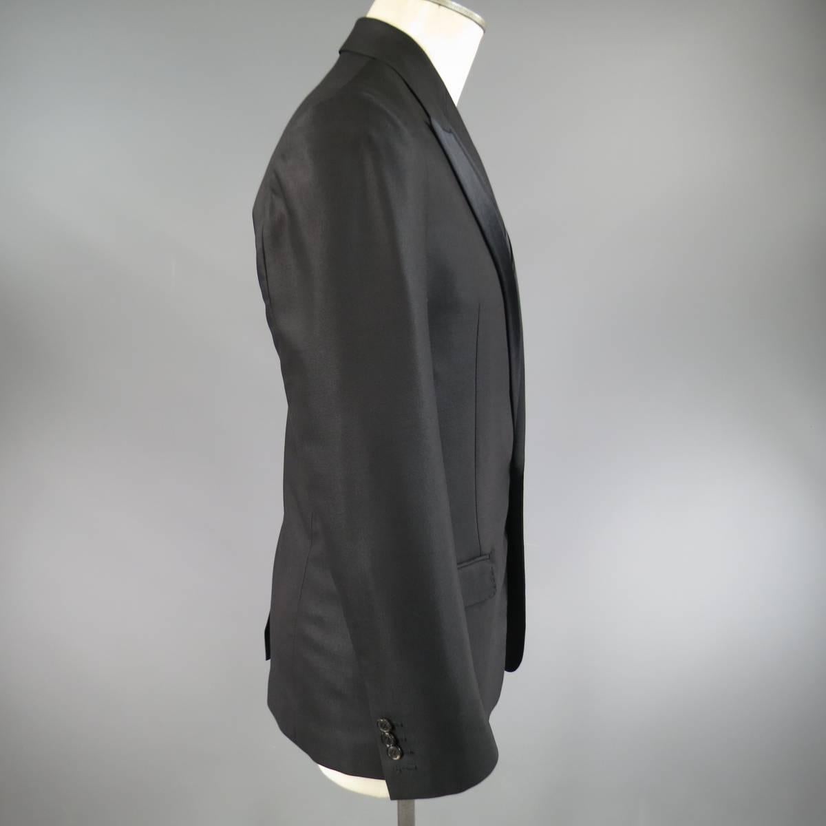 Men's VIKTOR & ROLF Jacket 36 Black Wool / Silk Stripe Peak Lapel Dinner Tuxedo 1