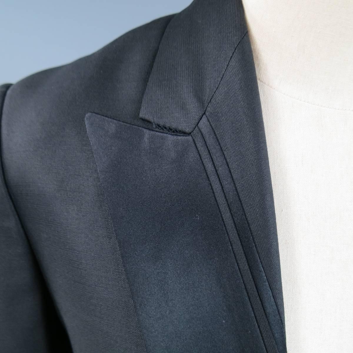 Men's VIKTOR & ROLF Jacket 36 Black Wool / Silk Stripe Peak Lapel Dinner Tuxedo In Excellent Condition In San Francisco, CA