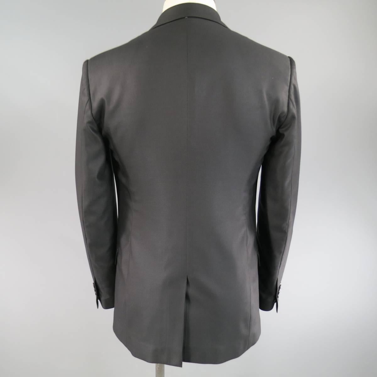 Men's VIKTOR & ROLF Jacket 36 Black Wool / Silk Stripe Peak Lapel Dinner Tuxedo 3