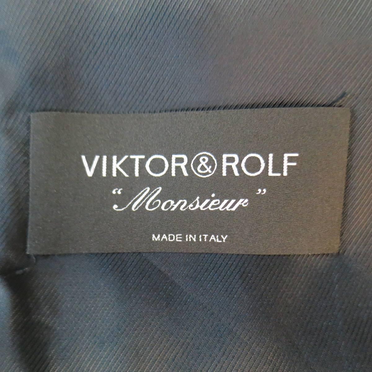 Men's VIKTOR & ROLF Jacket 36 Black Wool / Silk Stripe Peak Lapel Dinner Tuxedo 4