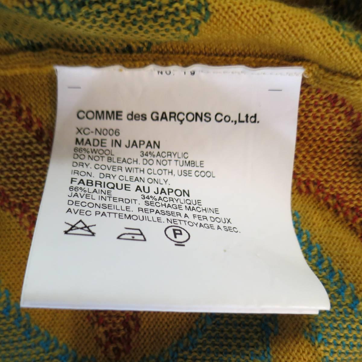 COMME des GARCONS Size L Yellow Multi-Color Print Wool Blend V Neck Pullover 6