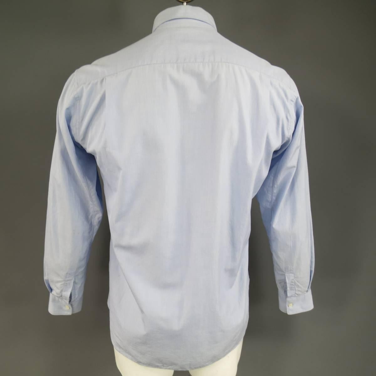 COMME des GARCONS Size M Light Blue Color Block Panel Cotton Long Sleeve Shirt 2