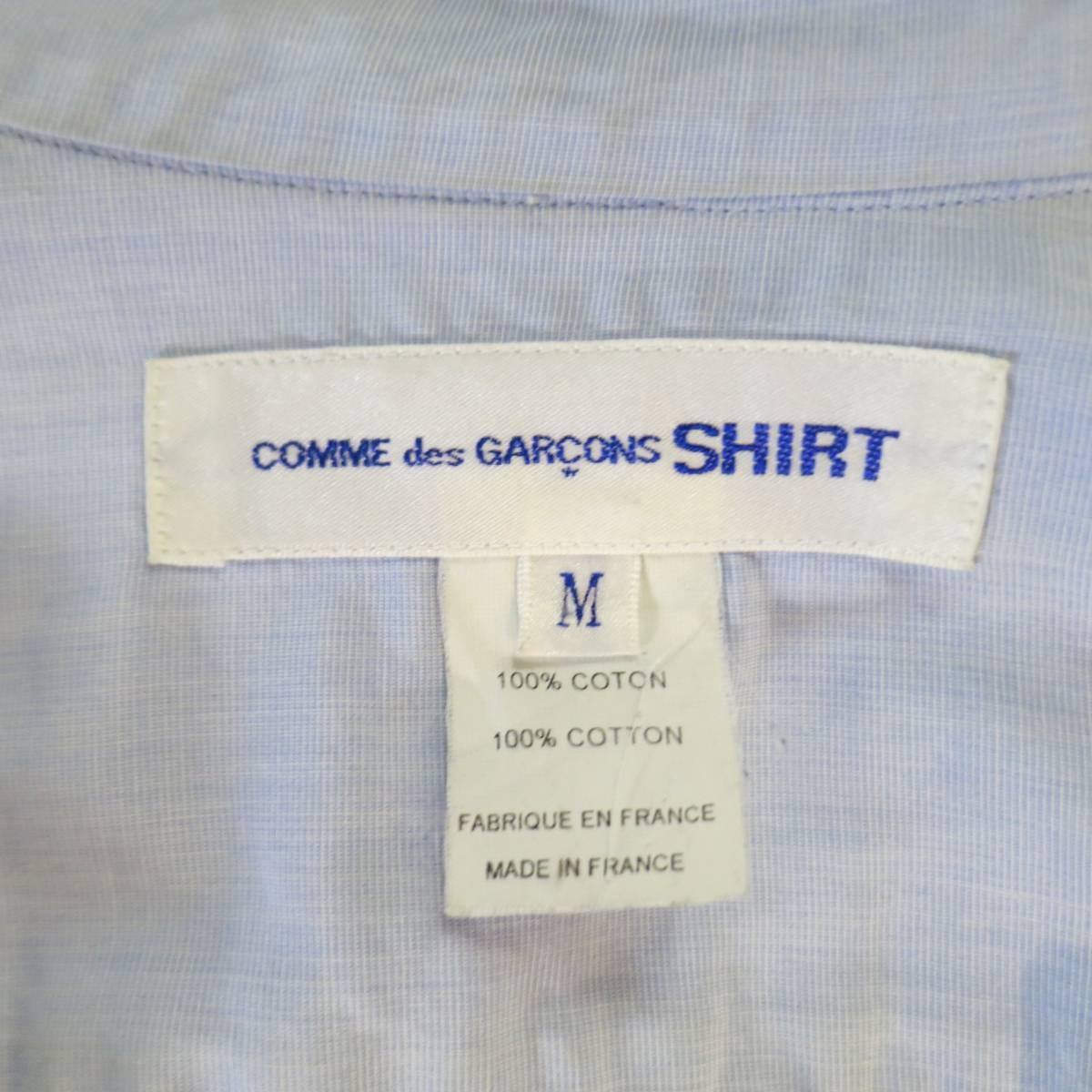 COMME des GARCONS Size M Light Blue Color Block Panel Cotton Long Sleeve Shirt 3