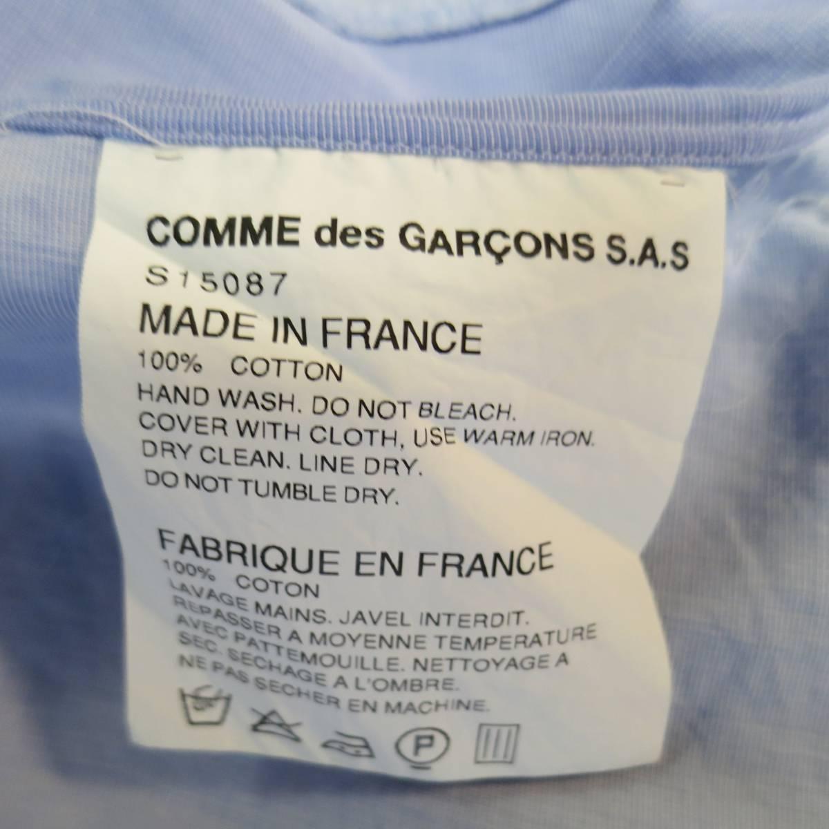 COMME des GARCONS Size M Light Blue Color Block Panel Cotton Long Sleeve Shirt 4