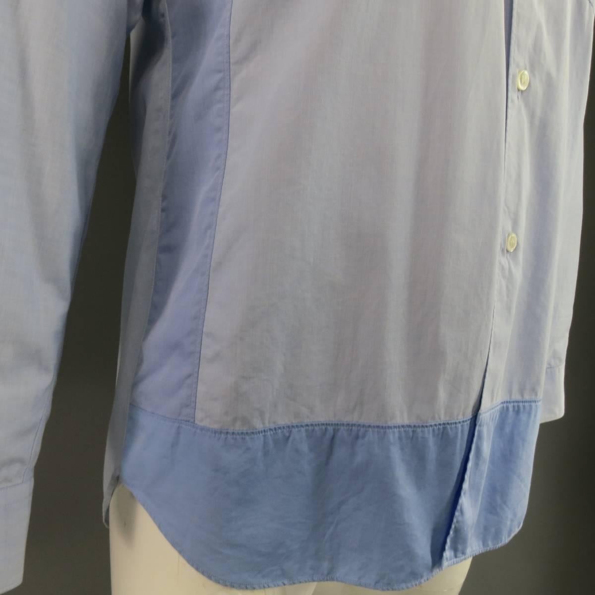 Gray COMME des GARCONS Size M Light Blue Color Block Panel Cotton Long Sleeve Shirt