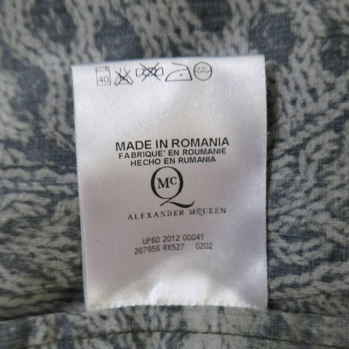 MCQ by ALEXANDER MCQUEEN Size S Olive Green Rope Print Cotton Long Sleeve Shirt 3