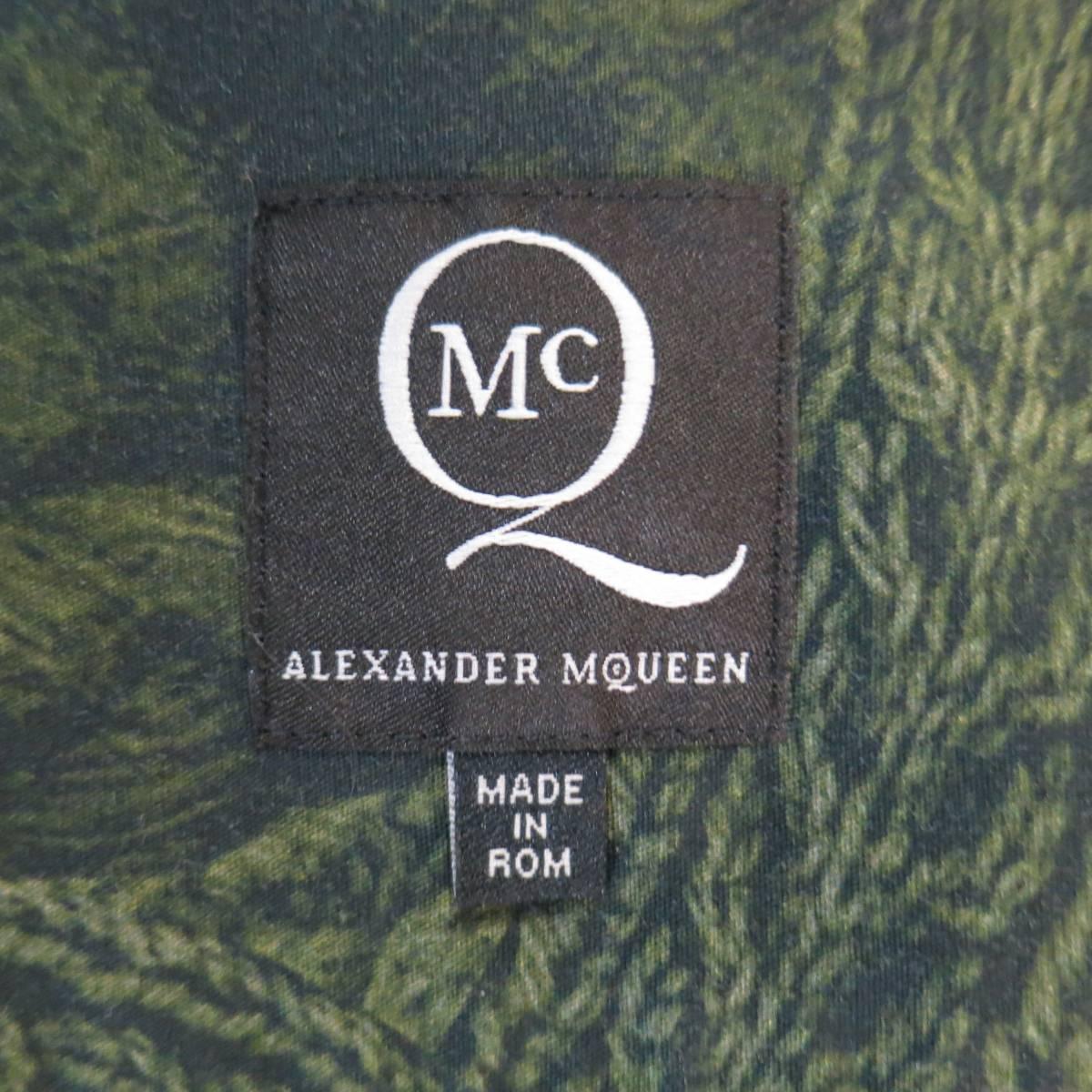 MCQ by ALEXANDER MCQUEEN Size S Olive Green Rope Print Cotton Long Sleeve Shirt 2