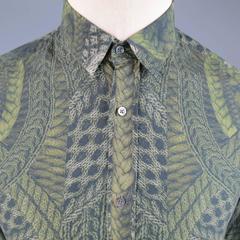 MCQ by ALEXANDER MCQUEEN Taille S Chemise à manches longues en coton imprimé corde vert olive