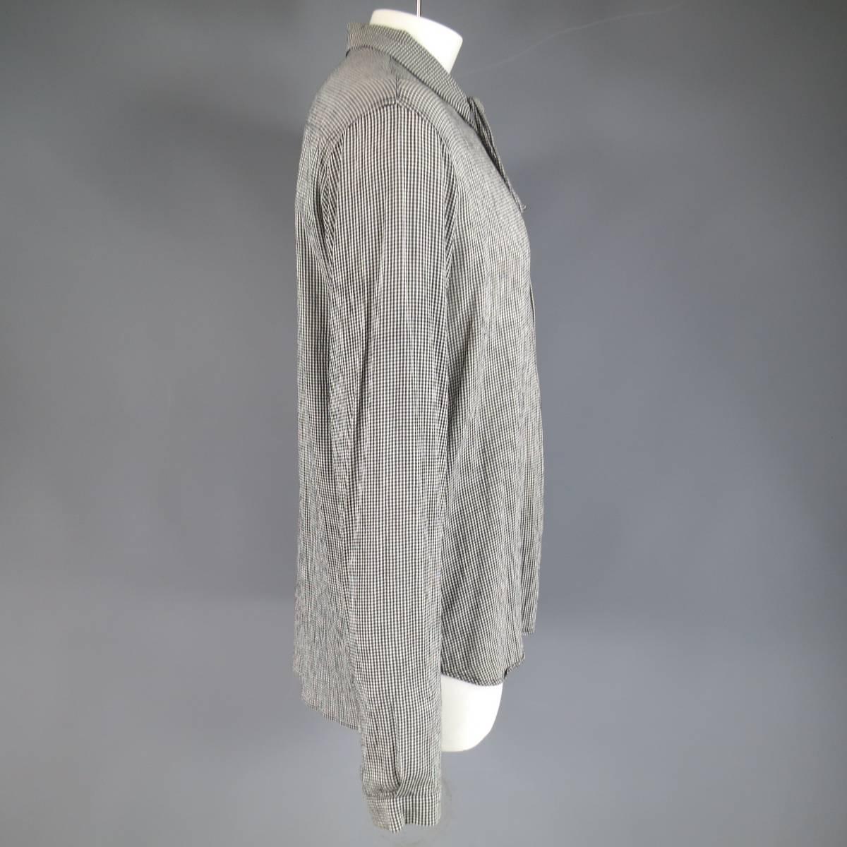 Women's or Men's ANN DEMEULEMEESTER M Black & White Plaid Cotton / Silk Long Sleeve Tie Shirt
