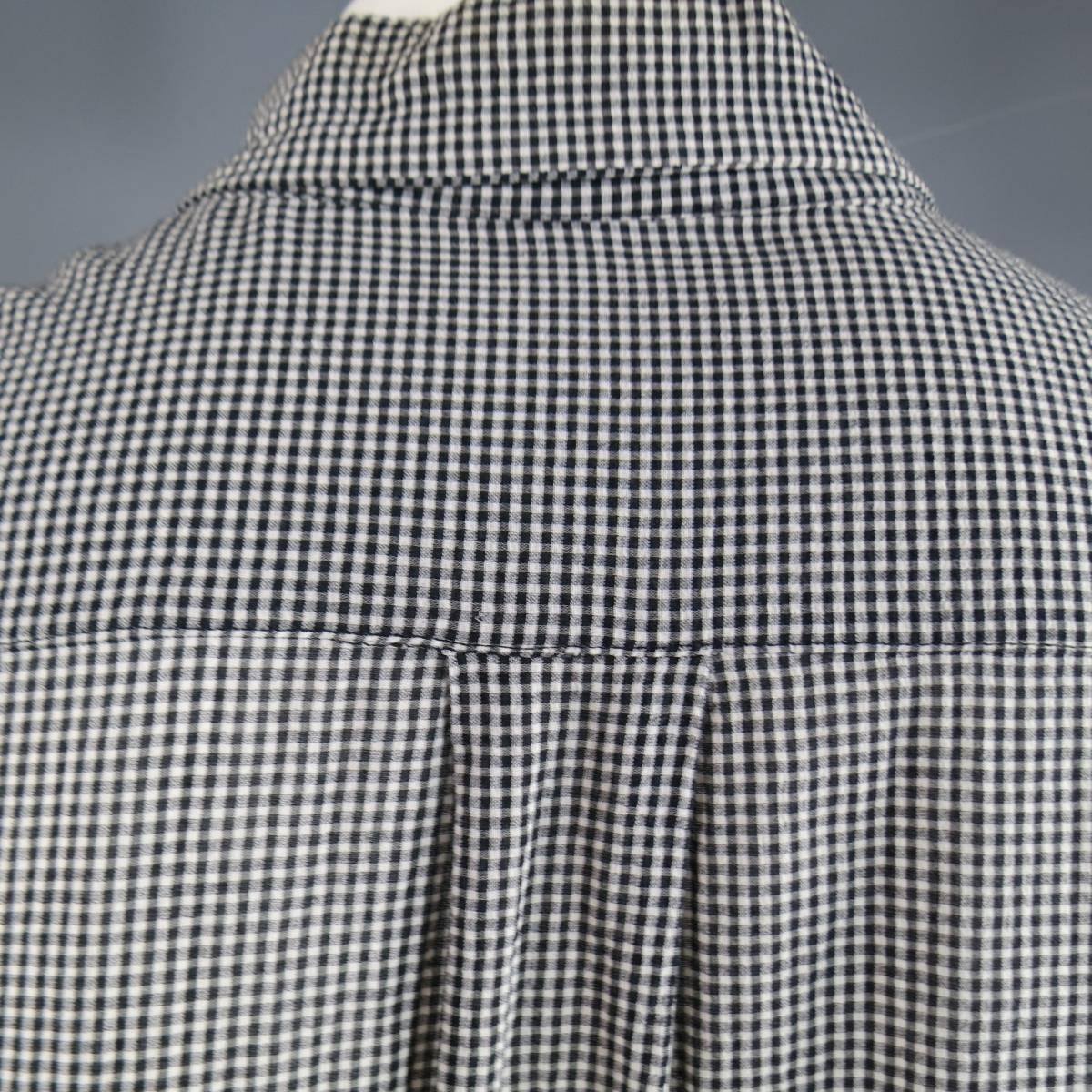ANN DEMEULEMEESTER M Black & White Plaid Cotton / Silk Long Sleeve Tie Shirt 3