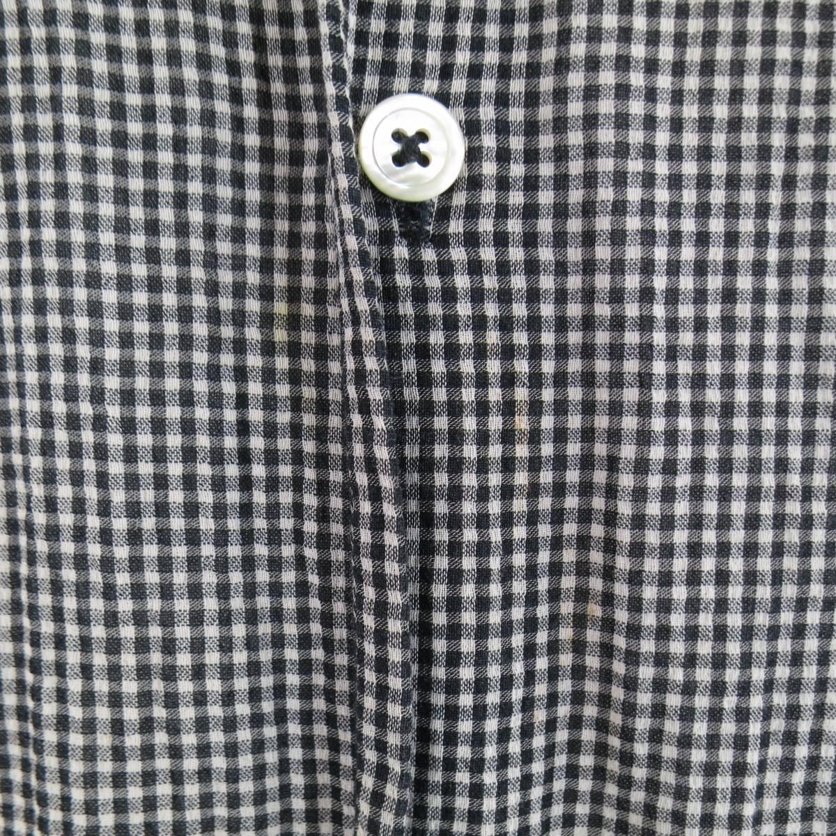 Gray ANN DEMEULEMEESTER M Black & White Plaid Cotton / Silk Long Sleeve Tie Shirt