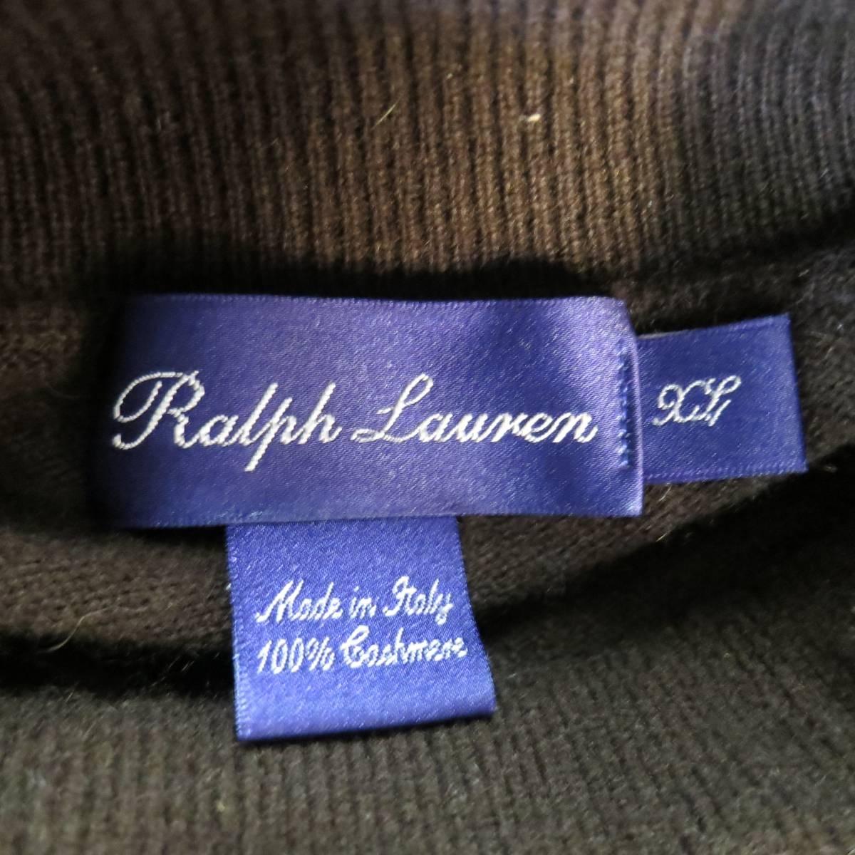 RALPH LAUREN Purple Label Size XL Chocolate Brown Cashmere Turtleneck Sweater In Excellent Condition In San Francisco, CA