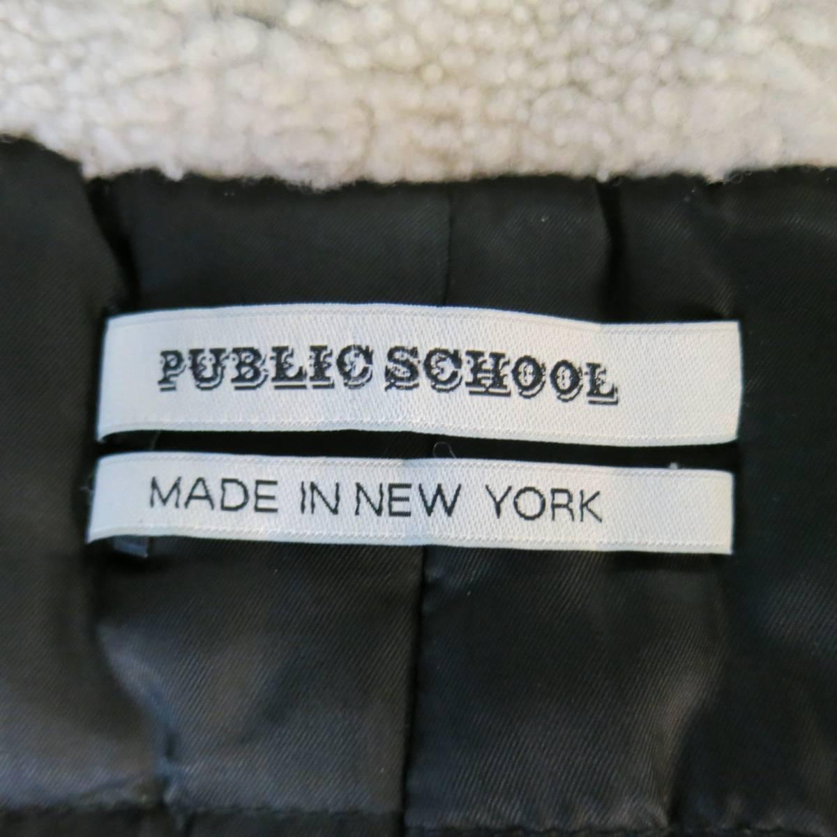 Public School 38 Black Cotton Cram Faux Shearling Lined Hood Drawstring Parka 5