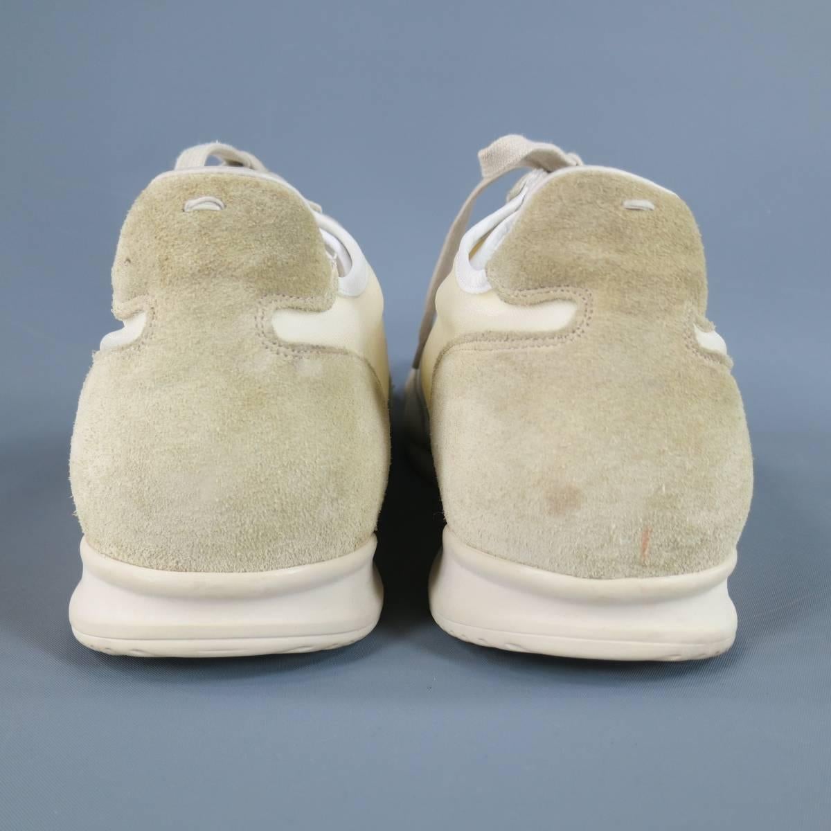 MAISON MARTIN MARGIELA Size 13 Off White Cream Leather & Suede Trainer Sneakers 4