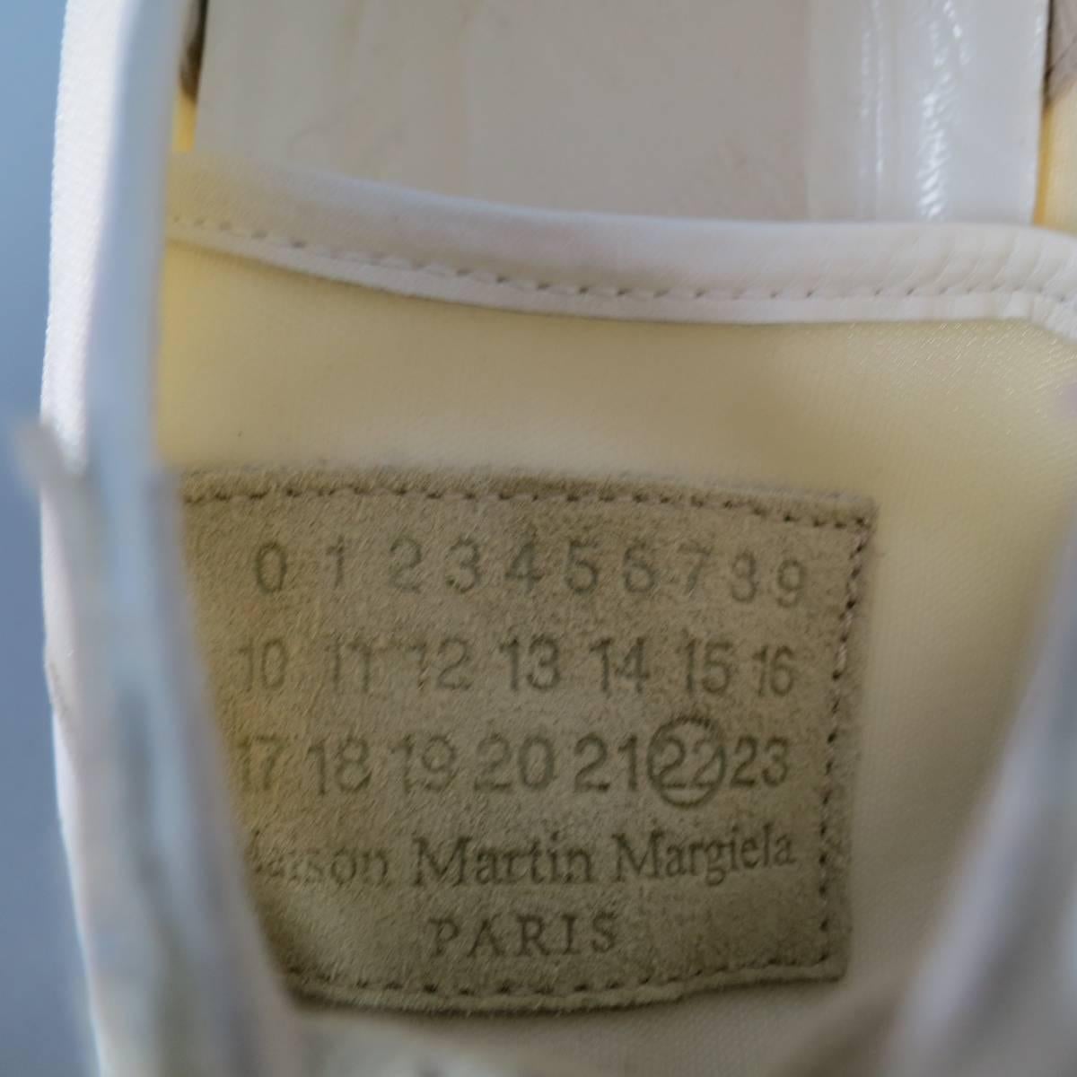 MAISON MARTIN MARGIELA Size 13 Off White Cream Leather & Suede Trainer Sneakers 2