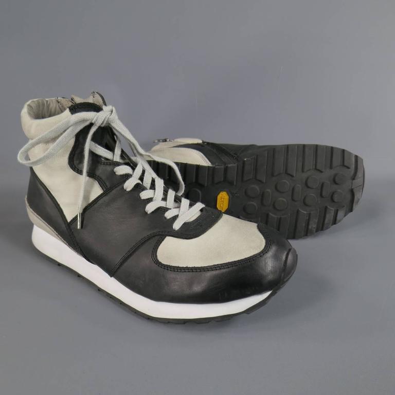 Men's THE VIRIDI-ANNE Size 10.5 Black and Grey Leather High Top Trainers  Sneakers at 1stDibs | the viridi-anne-shoes, the viridi anne boots