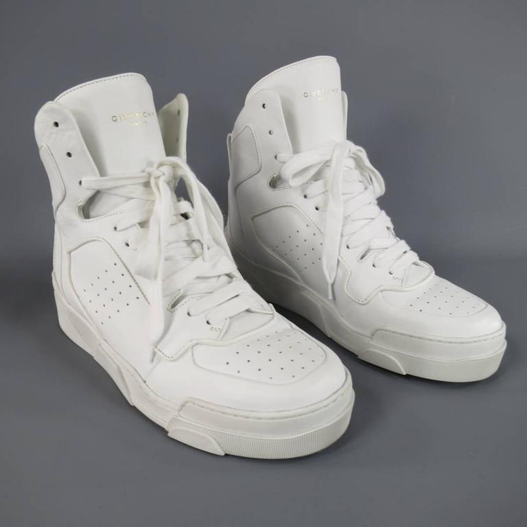 Men's GIVENCHY Size 8 White Leather TYSON II High Top Sneakers For Sale ...