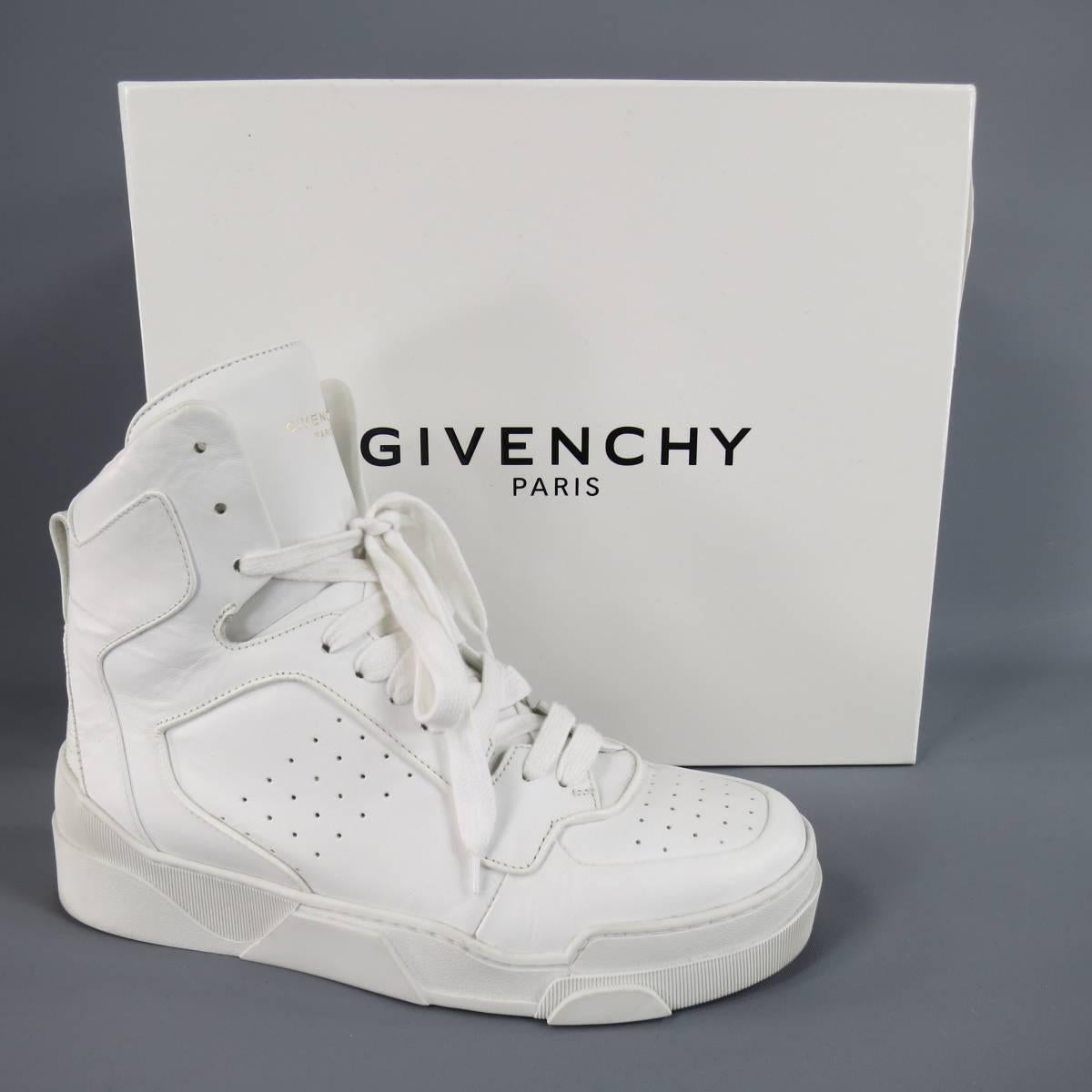 Men's GIVENCHY Size 8 White Leather TYSON II High Top Sneakers 2