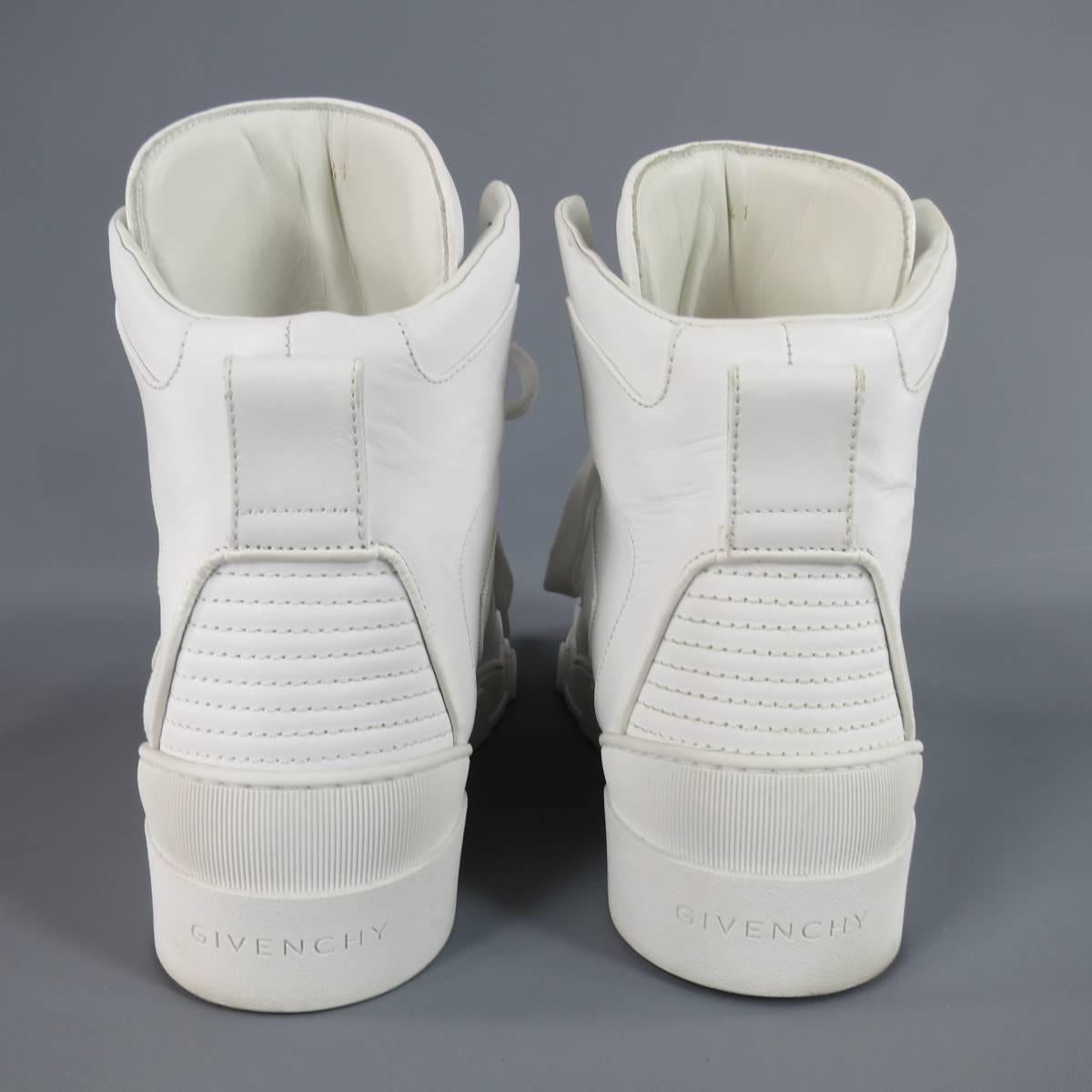 Men's GIVENCHY Size 8 White Leather TYSON II High Top Sneakers In Excellent Condition In San Francisco, CA