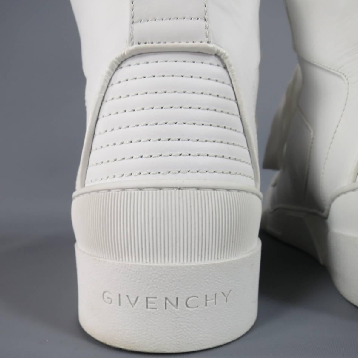 Men's GIVENCHY Size 8 White Leather TYSON II High Top Sneakers 1