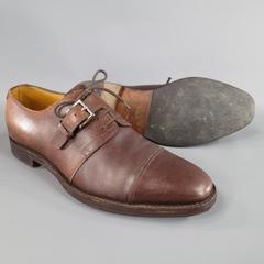 Men's JOHN LOBB -BEAUFORT- Size 10.5 Brown Leather Monk Strap Lace Up Dress Shoe