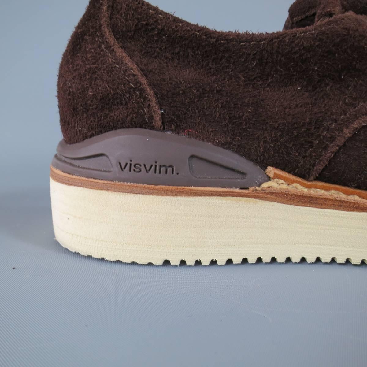 Men's VISVIM Size 9 Brown Suede Cream Vibram Sole Work Style Lace Up In Excellent Condition In San Francisco, CA