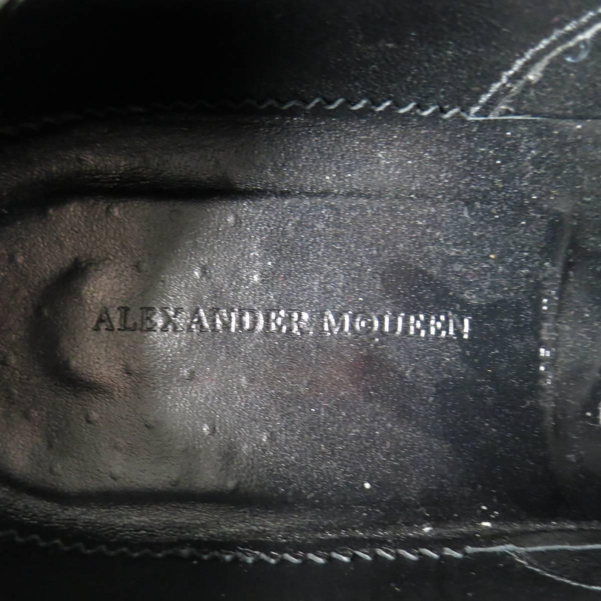 Men's ALEXANDER MCQUEEN Size 12 Black Leather Chunky Conrast White Sole Lace Up 5