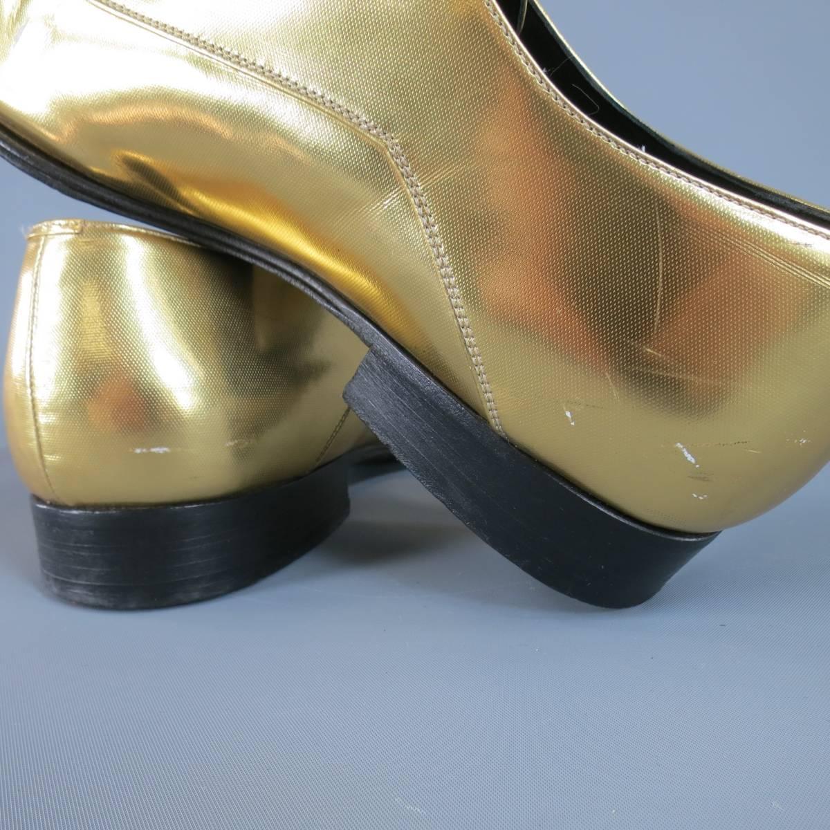 Men's DIOR HOMME Hedi Slimane Size 7.5 Metallic Gold Leather Monk Strap ...