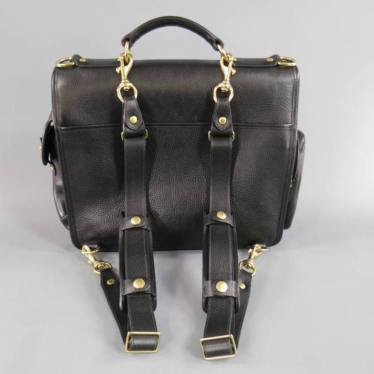 GHURKA Black Leather -Back Office No.149- Convertible STrap Backpack ...