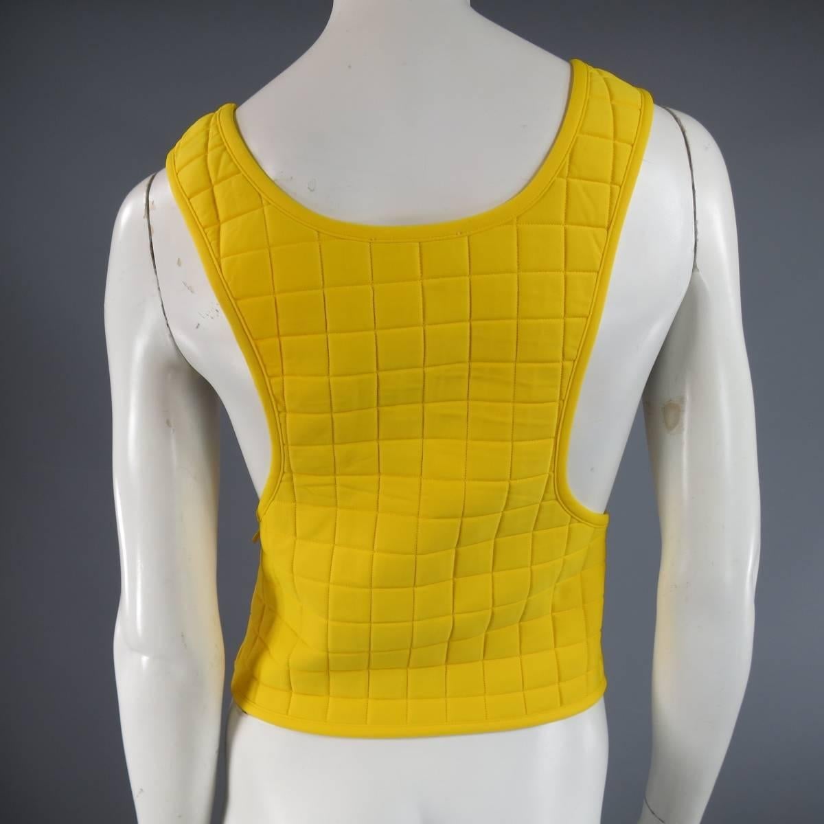 CHANEL Size 10 Yellow Quilted Neoprene Vest Spring 2000 2