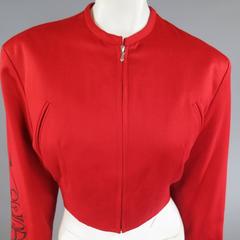 Vintage JOHN RICHMOND Jacket Size M Red Wool Cropped DESTROY Sleeves