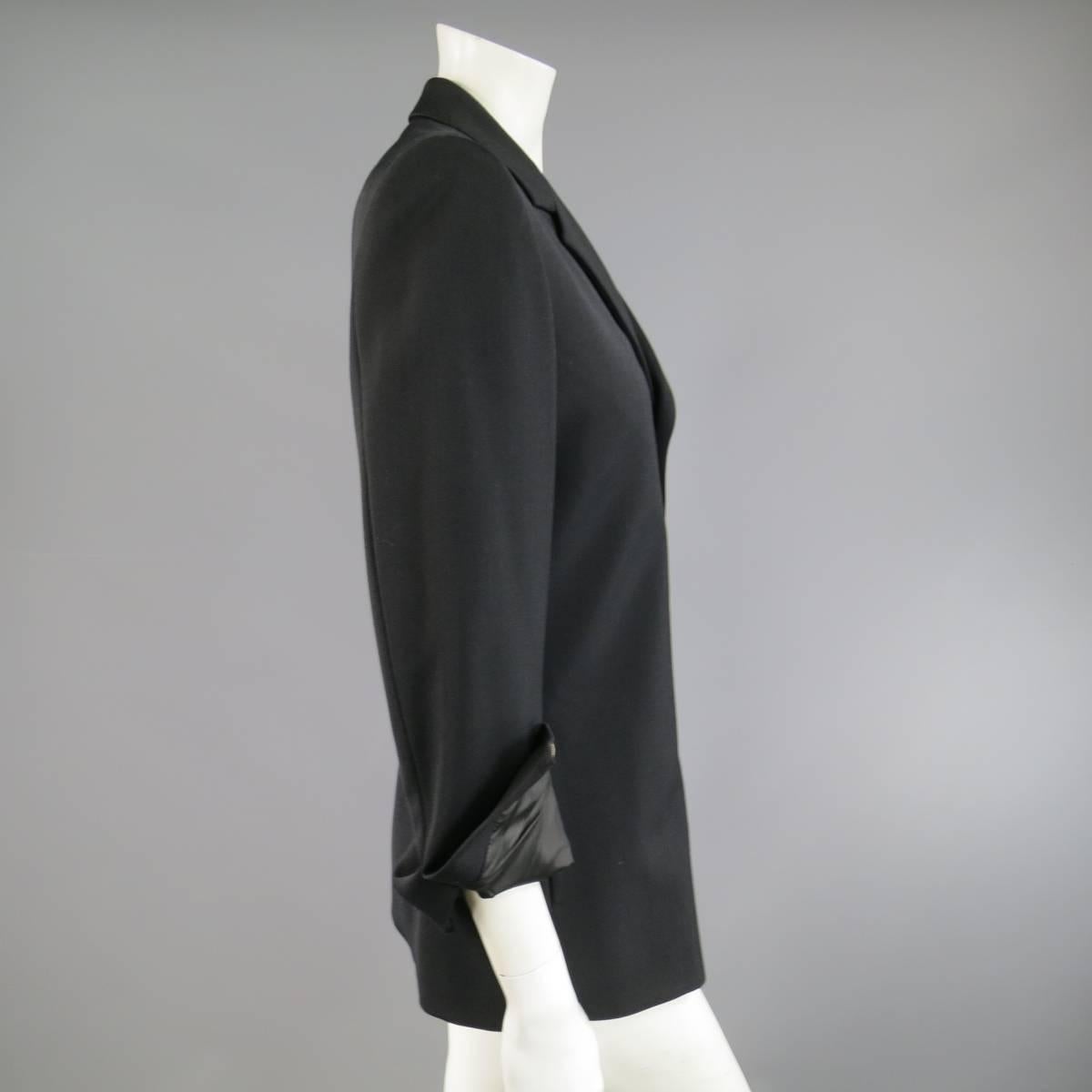 Women's Jean Paul Gaultier Black Wool Blend Zip Cuff Sport Coat Jacket