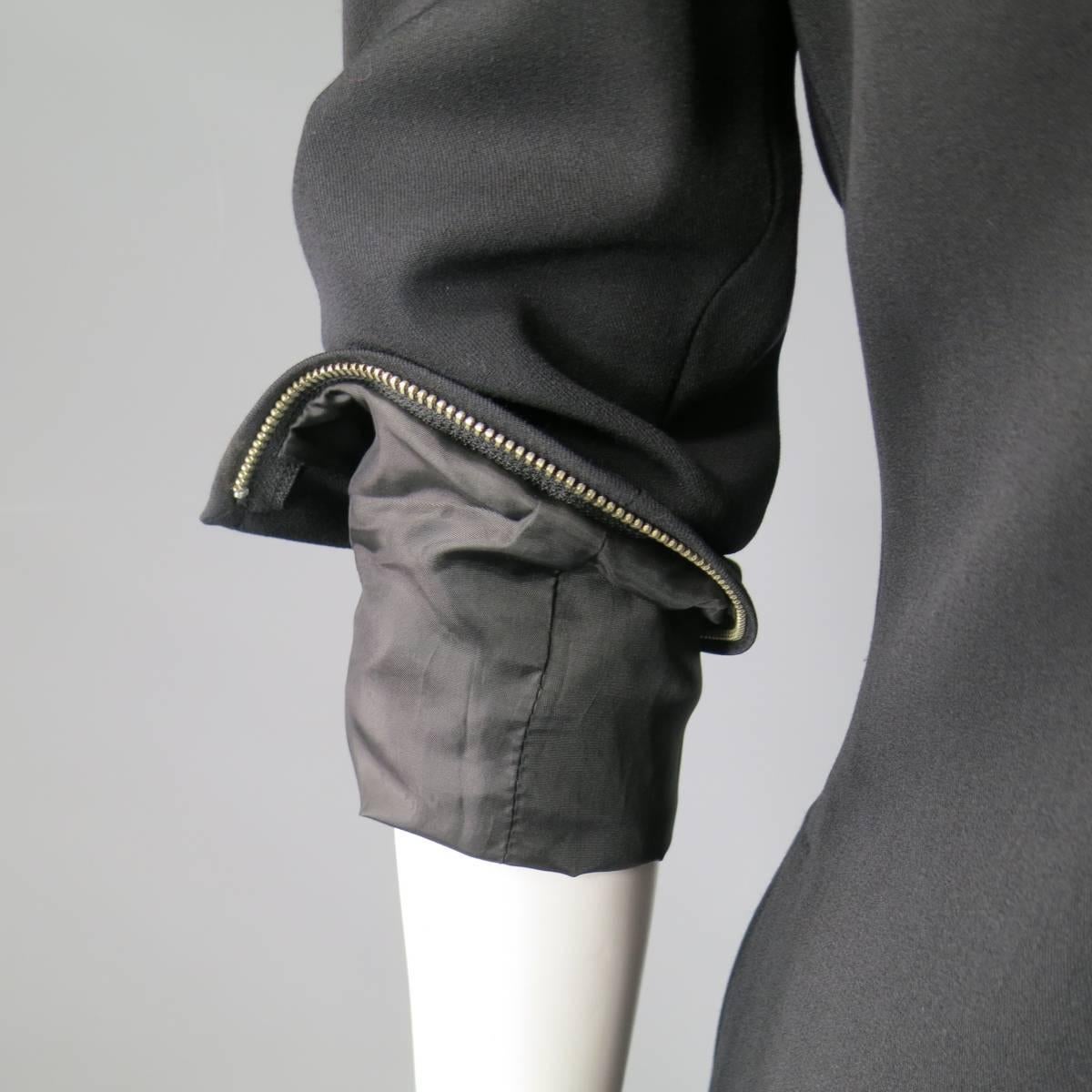 Jean Paul Gaultier Black Wool Blend Zip Cuff Sport Coat Jacket In Excellent Condition In San Francisco, CA