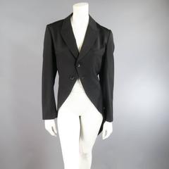 New With Tags COMME des GARCONS Size M Black Wool Peal Lapel Coat Tails Jacket