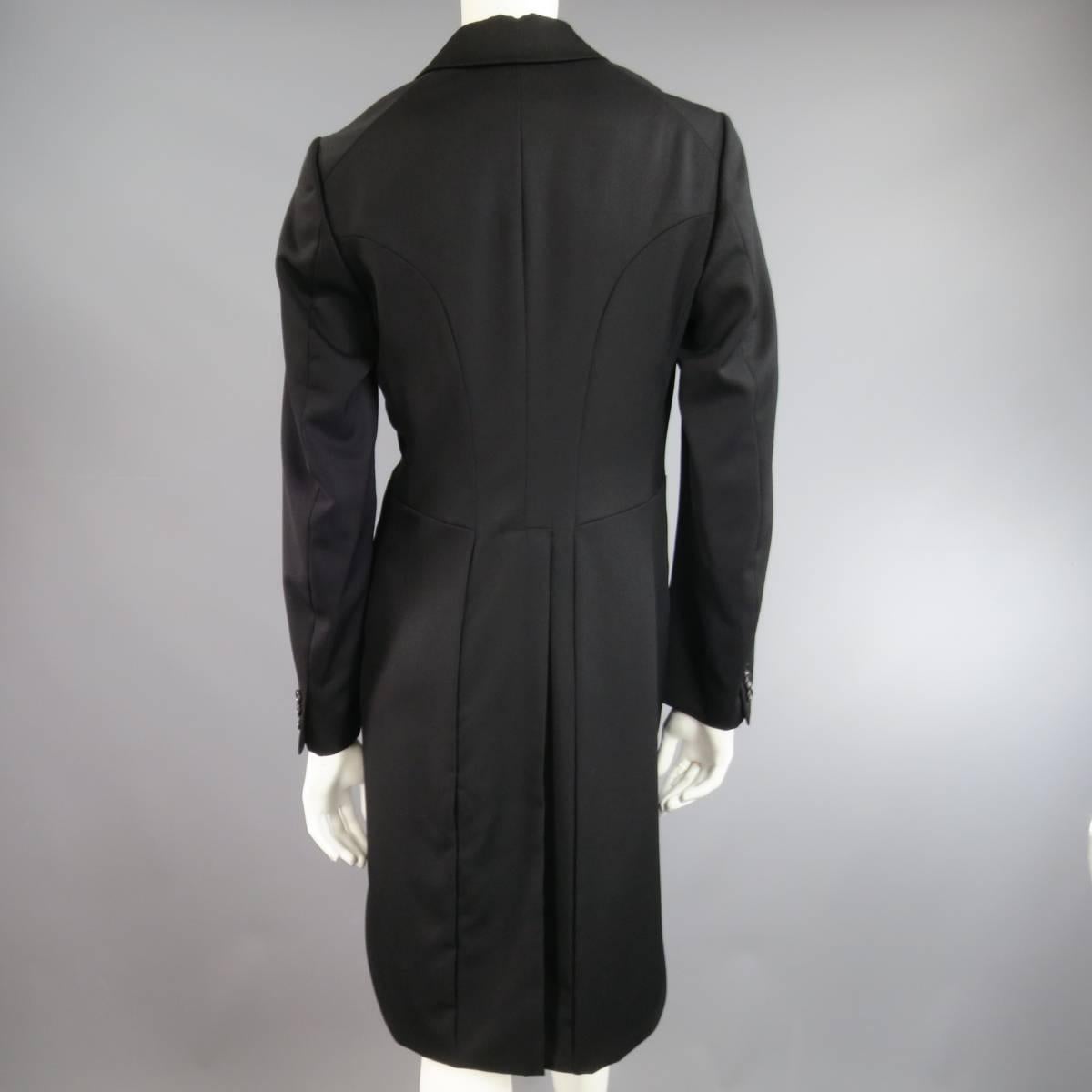 New With Tags COMME des GARCONS Size M Black Wool Peal Lapel Coat Tails Jacket 1