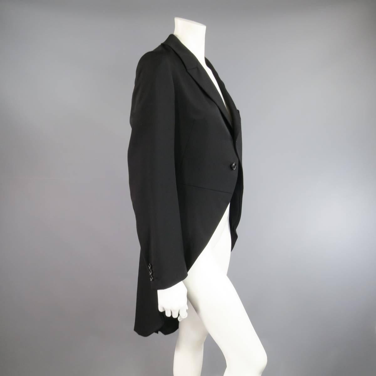 Women's New With Tags COMME des GARCONS Size M Black Wool Peal Lapel Coat Tails Jacket