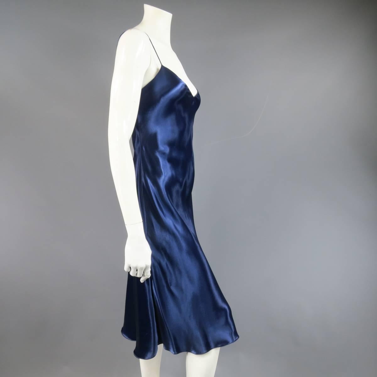 ralph lauren blue silk dress