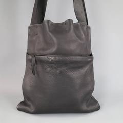 SIMONA TAGLIAFERRI Black Leather Raw Frayed Edge Strap Tote Bag