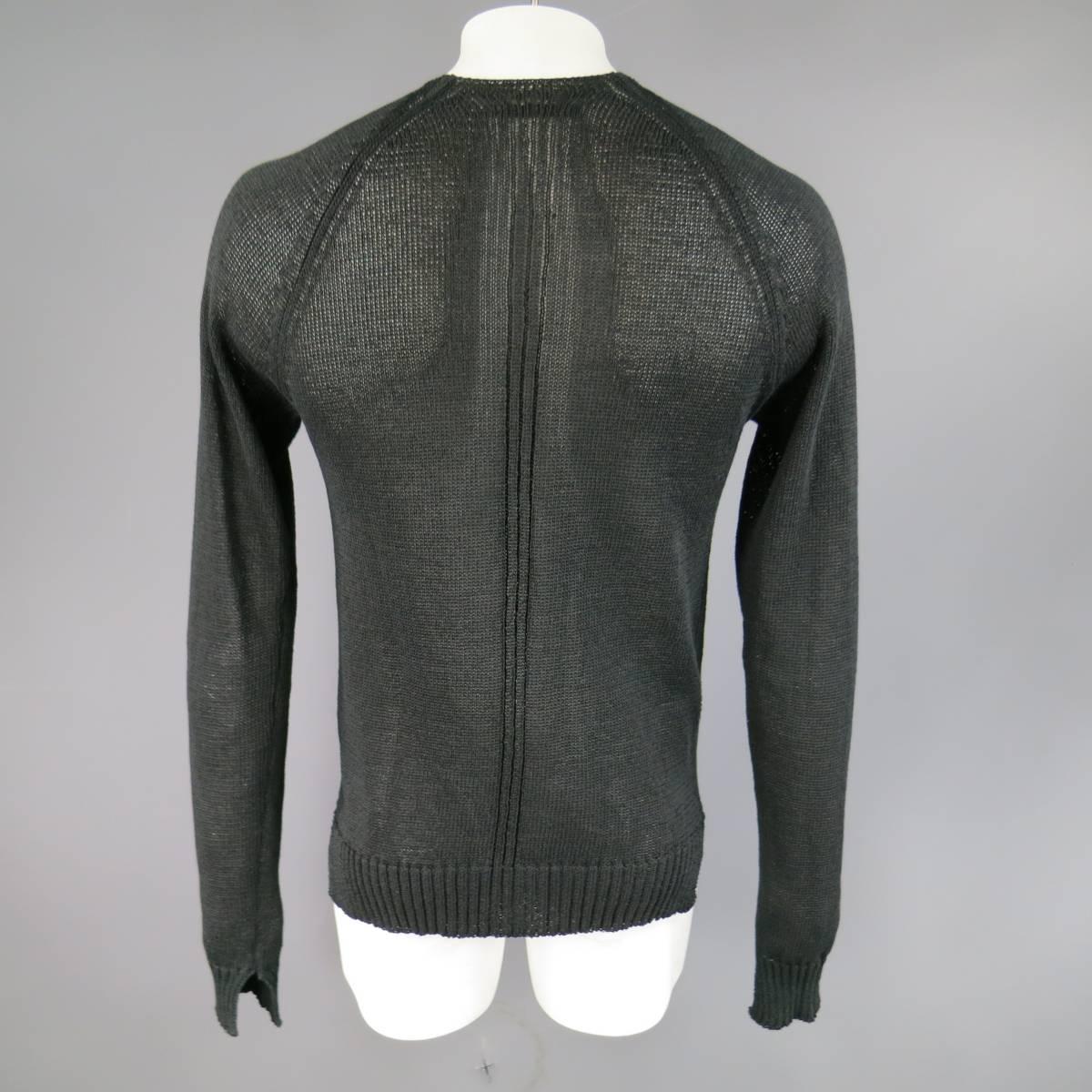 Men's THE VIRIDI-ANNE Cardigan - Size M Black Cotton Mesh Knit Zip 1
