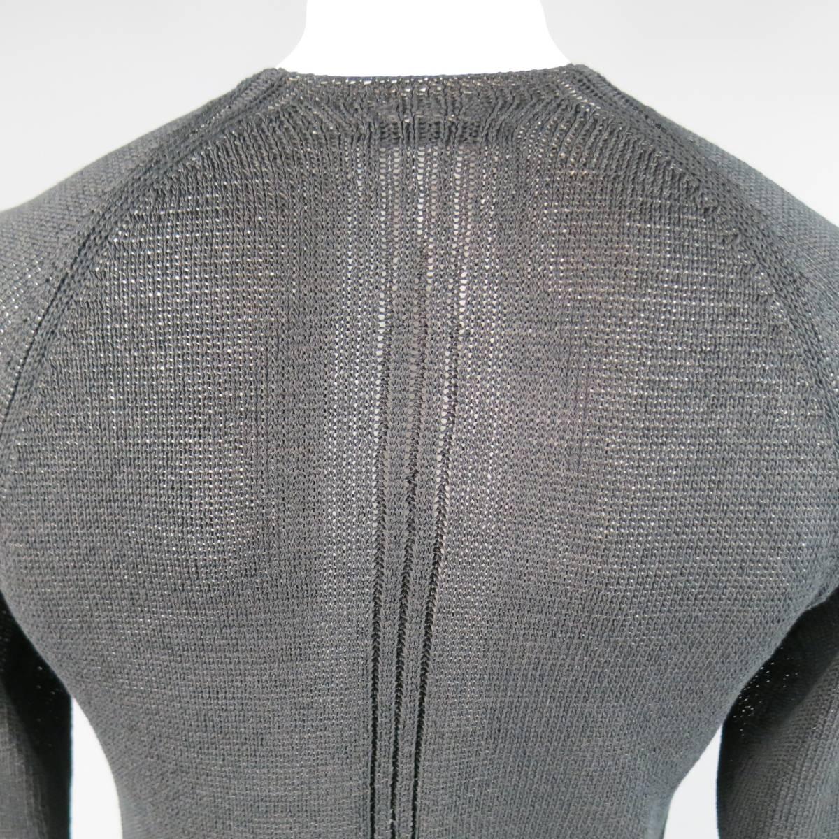 Men's THE VIRIDI-ANNE Cardigan - Size M Black Cotton Mesh Knit Zip In Excellent Condition In San Francisco, CA