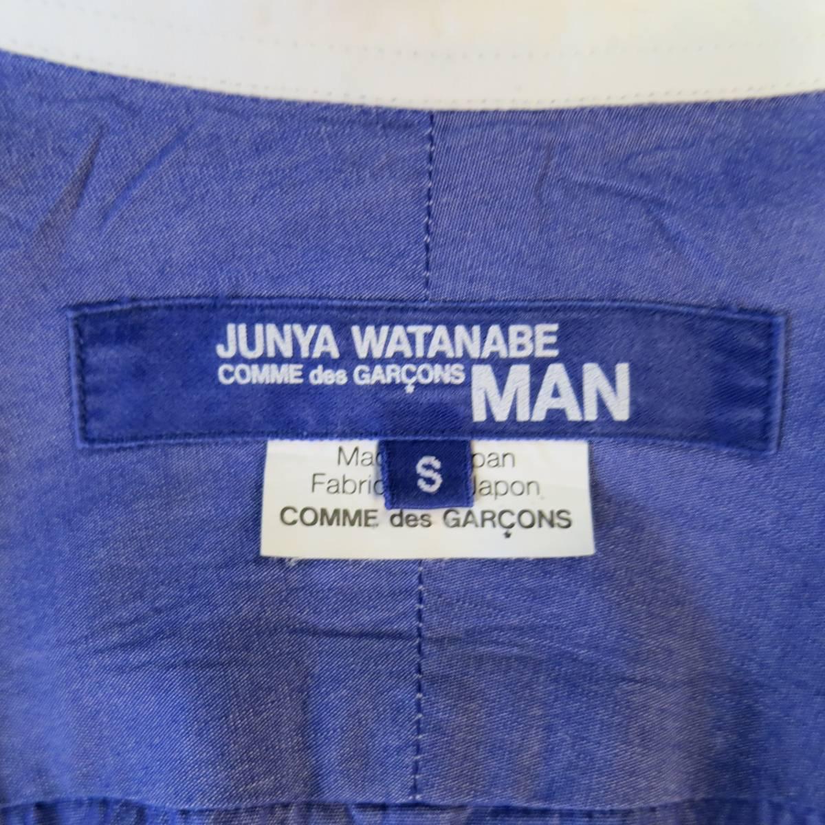 JUNYA WATANABE MAN Size S Light Navy Cotton White Club Collar Long Sleeve Shir 1